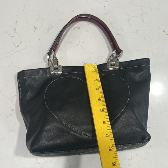 Brighton Jodi Black Leather Embroidered Heart Toile Liner Silver Filagree Bag - Picture 5 of 8